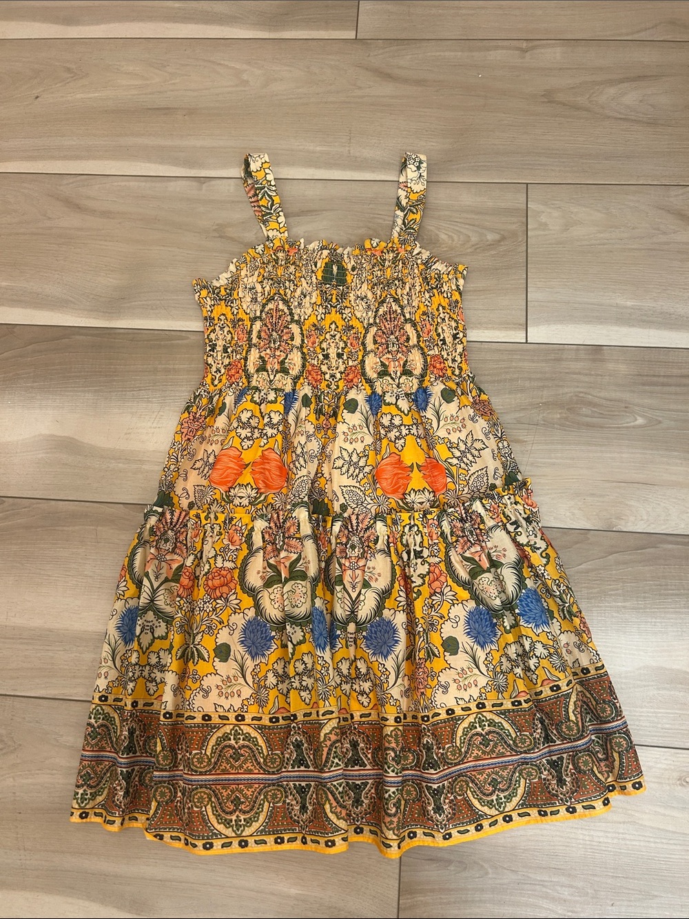 Girls' Yellow Floral Smocked sunflower 🌻 Sundress with Adjustable Straps